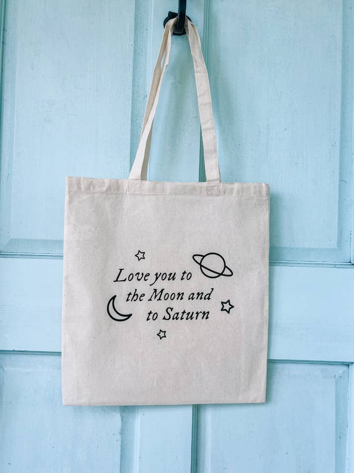Love You to the Moon and to Saturn Taylor Swift Tote Bag for wholesale by Love Her Work