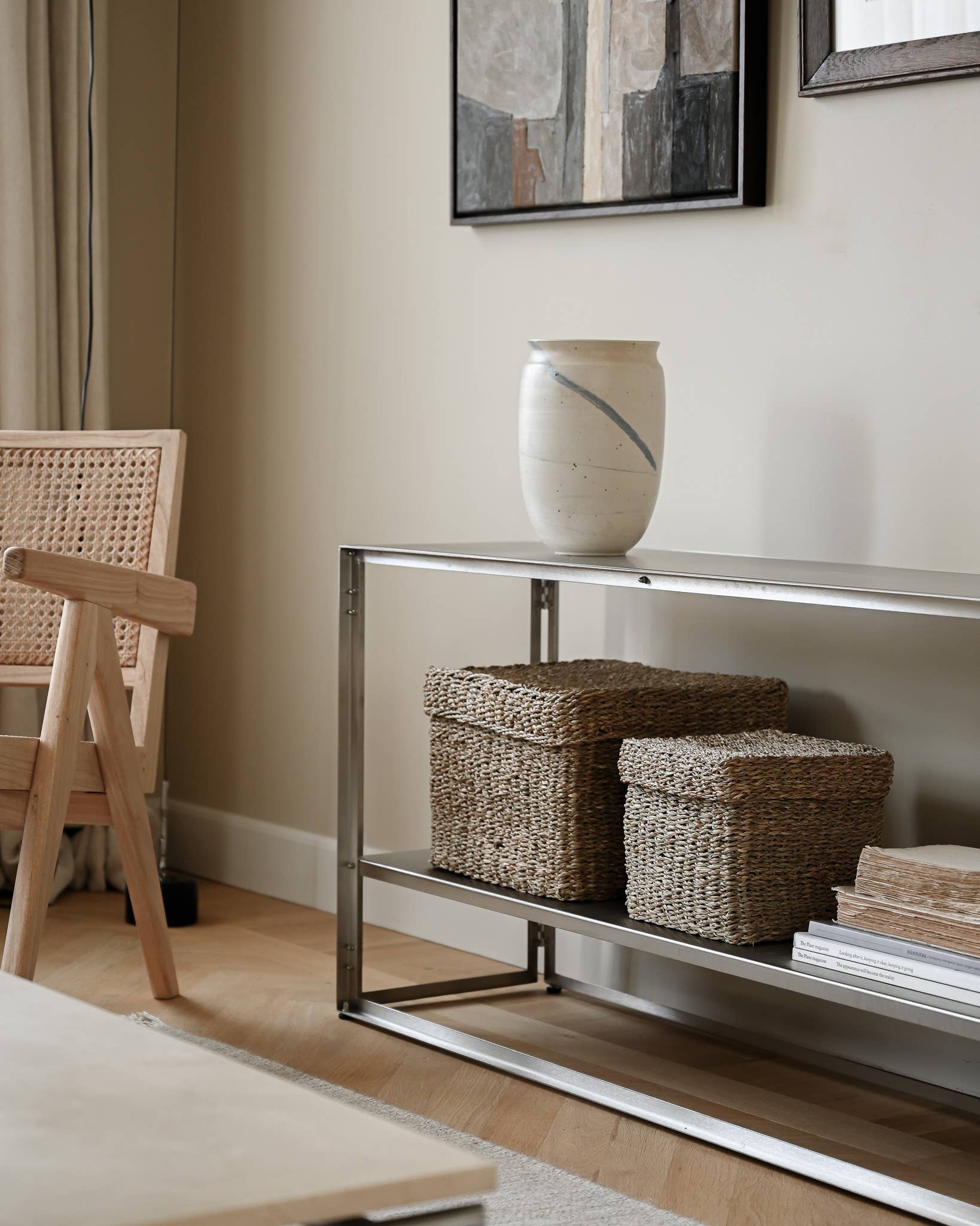 SUNNY HOME - Vente Paniers - Panier carré en herbe de mer avec couvercle – Boîte panier Gaya L2