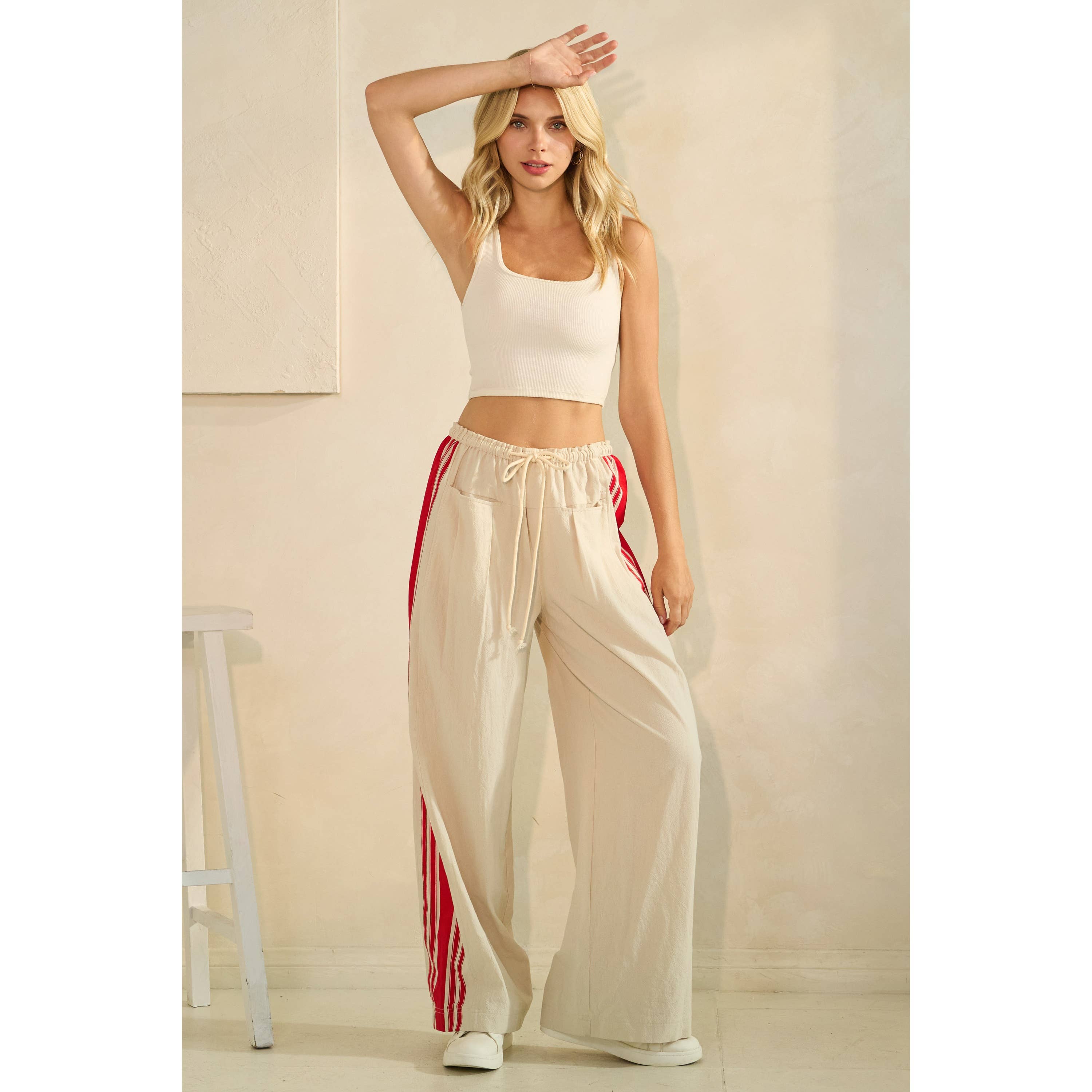 Ivory Sport Striped Wide Legged Pants for wholesale on Faire3