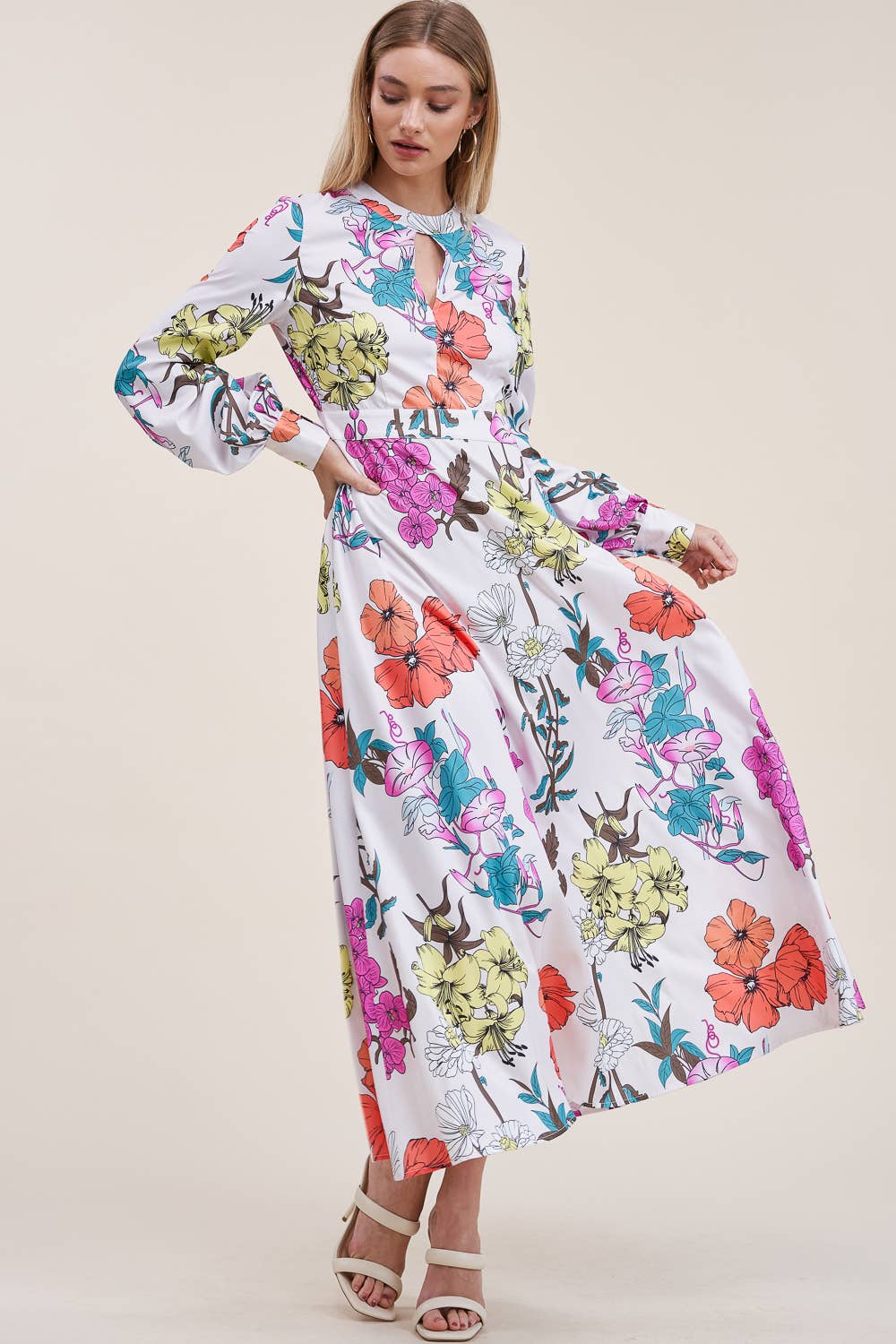 QMP Moda - Wholesale Dress - Women's - FLORAL PRINTED DRESS WITH ELASTIC WAIST AND POCKETS4
