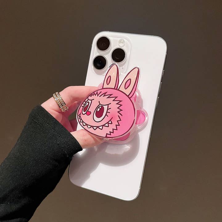 Hot Pink Labubu Magnetic phone Holder Grip Phone Accessory for wholesale by Sparkling Extras