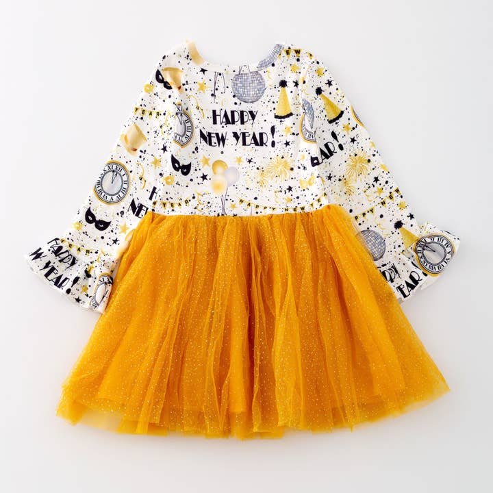 Happy New Year Tutu Girls Dress for wholesale by Clover Cottage