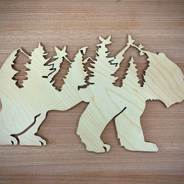 Laser Cut Bear med fugle for engroshandel hos Ian and Grace Laser studio