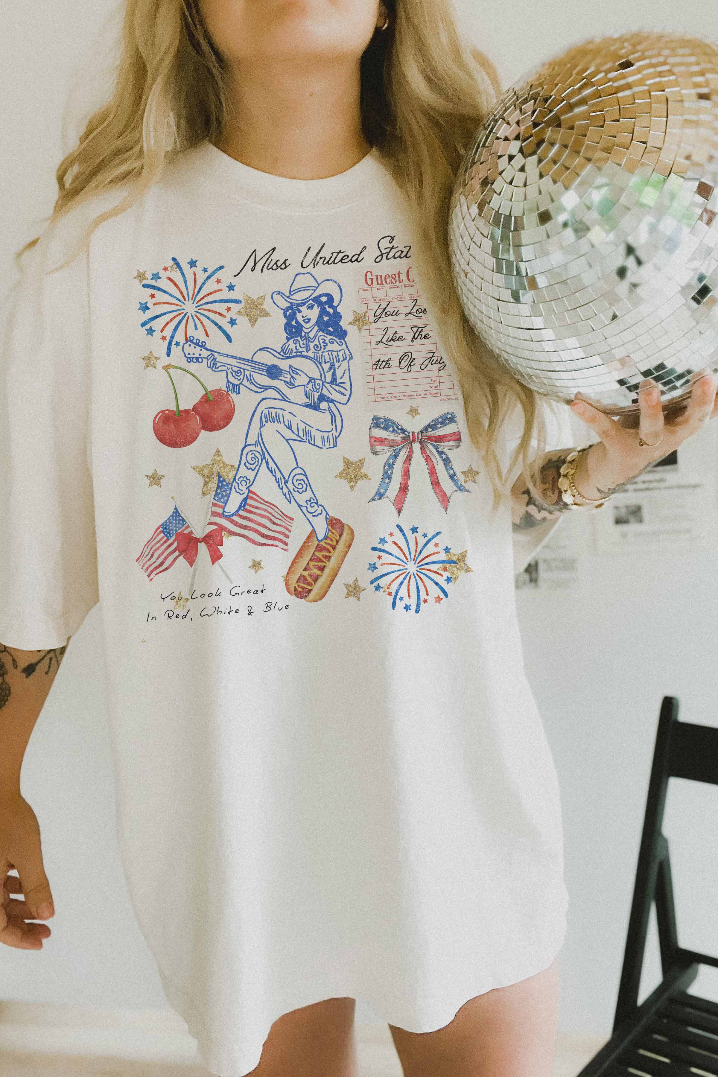 GOOD DAY STREET - Wholesale Screen Printed T-Shirt - Women's - [G1938X-OTS]-MISS UNITED STATES OVERSIZED TEE3