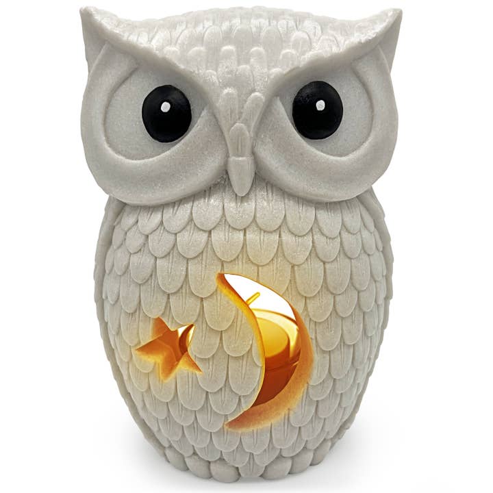 Owl Statue Candle Holder with Flickering Led Candle, Shelf, Mantel Decorations for wholesale by OakiWay