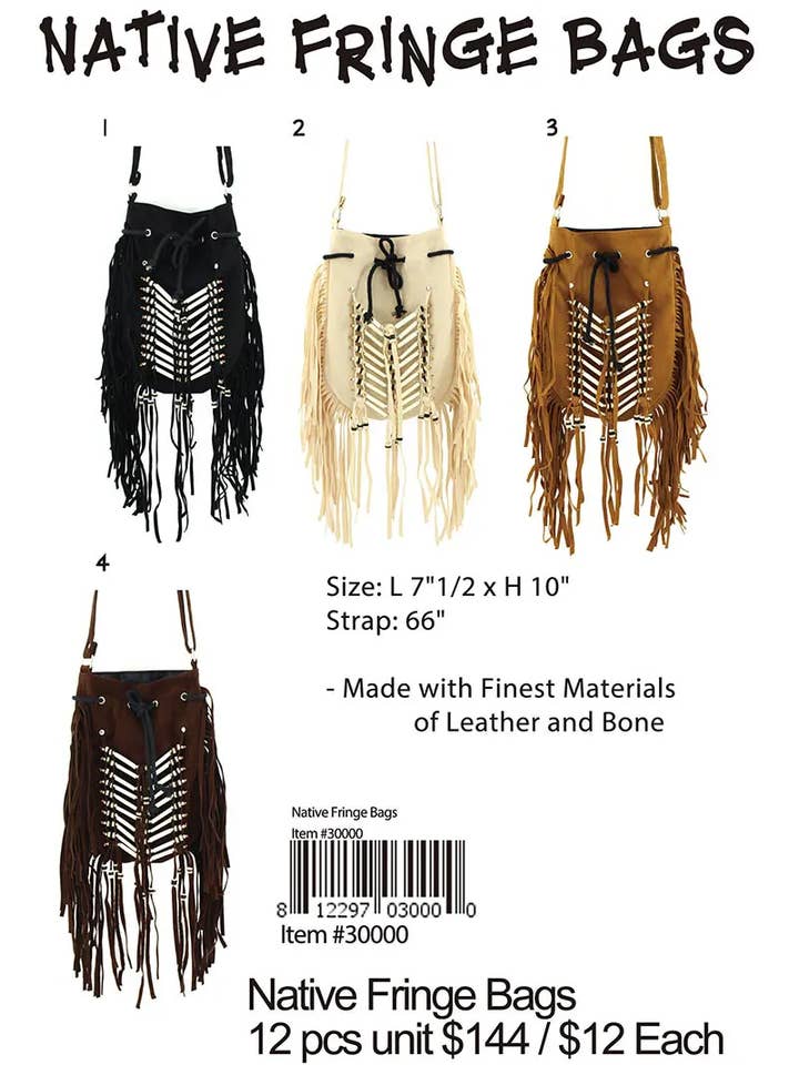 Bolsos Native Fringe. para venta al por mayor de Puka Creations