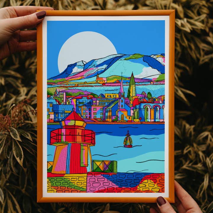 Stampa artistica islandese, arte a tema di viaggio per la vendita all'ingrosso da parte di Freya Niamh