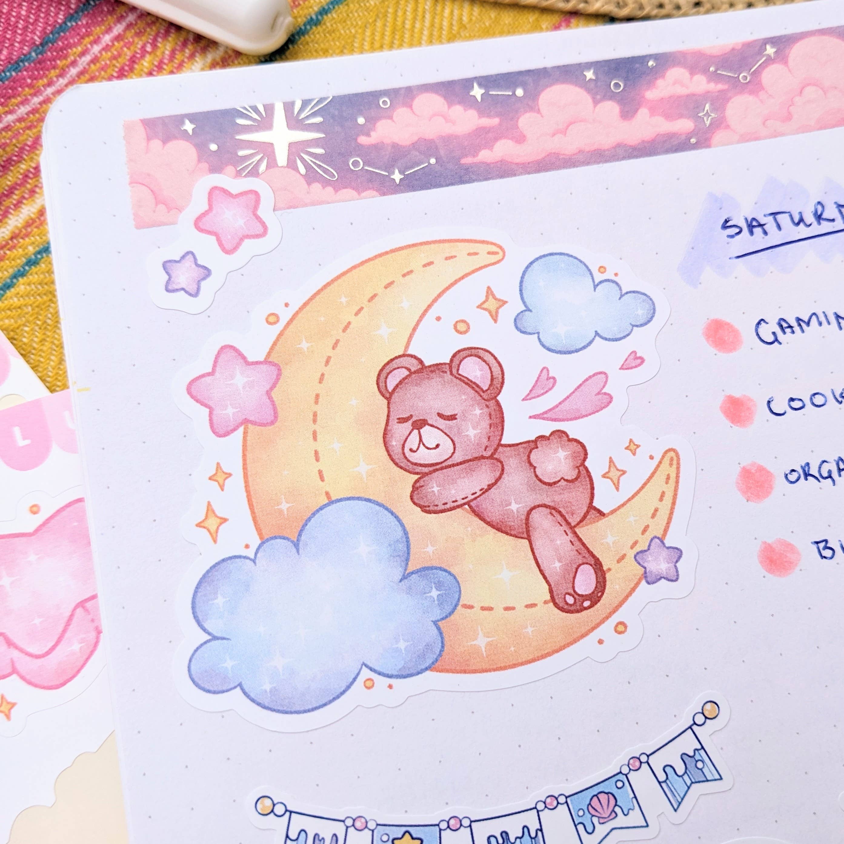Moonlume - Wholesale Sticker - Sleepy Bear and Moon vinyl and waterproof A6 sticker sheet3