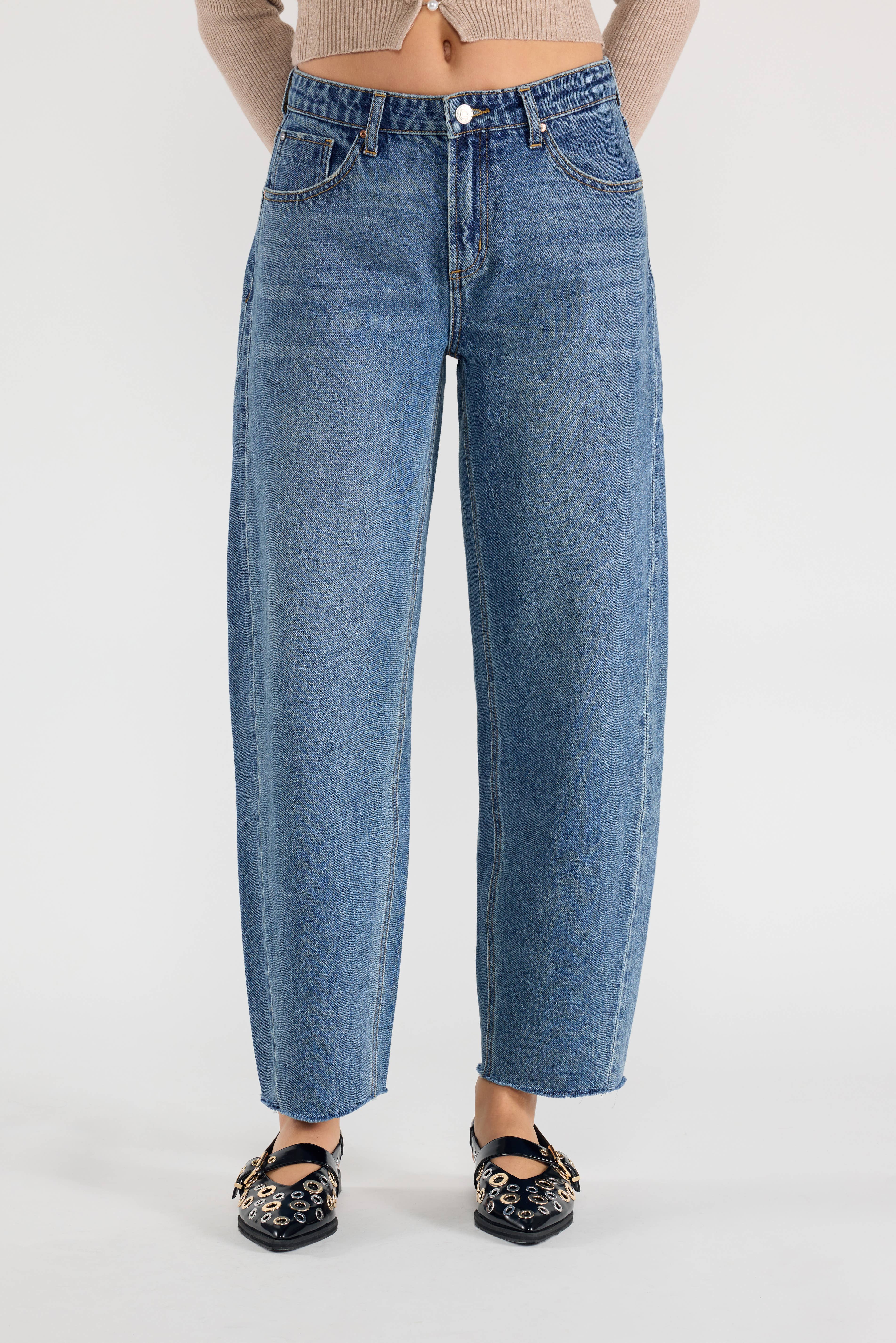 MEDIUM OPEN PACK Relaxed Barrel Jeans with Side Panel XP7013 for wholesale on Faire1