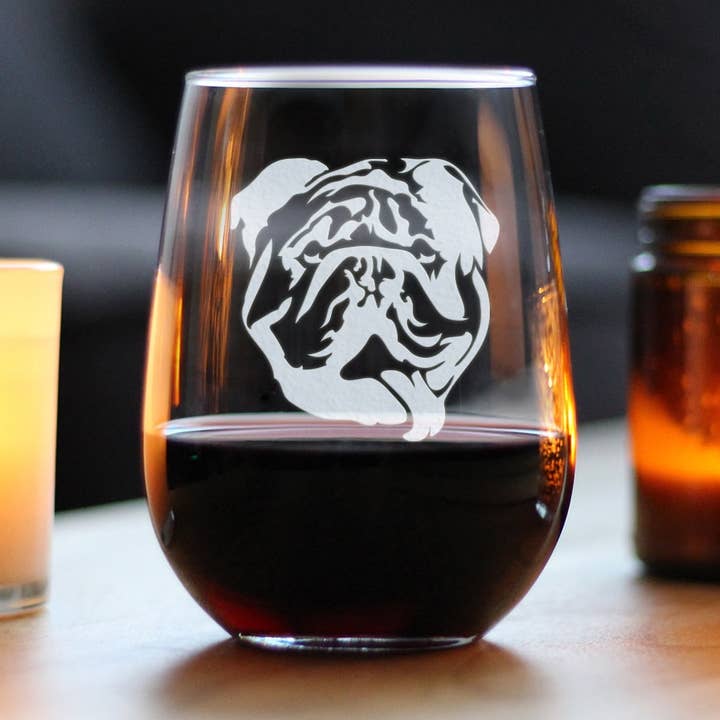 bevvee - Wholesale Wine Glass - English Bulldog Stemless Wine Glass - Bulldog Dogs Gifts0