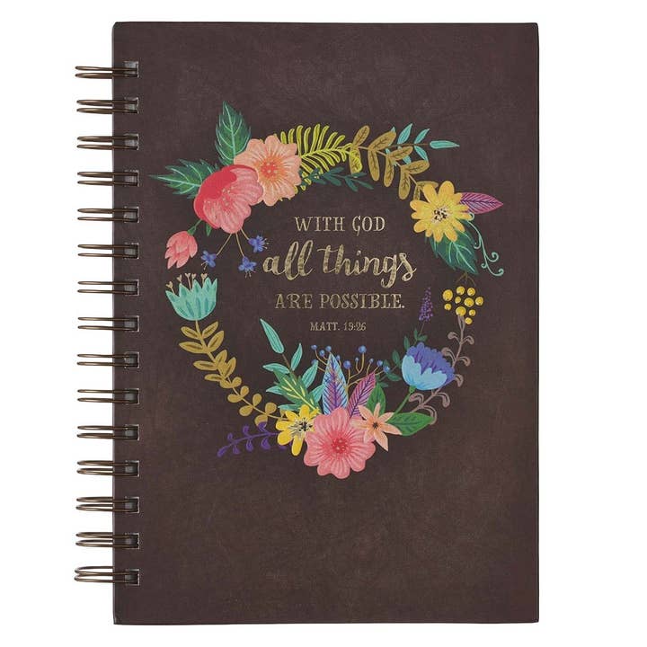 Journal Wirebound Black All Things Matt. 19:26 for wholesale by Christian Art Gifts
