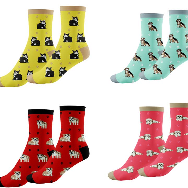 Chaussettes unisexes Pet Lovers Crew - Chaussettes fantaisie - Chaussettes pour chiens et chats pour la vente par COZY HOMES COLLECTION