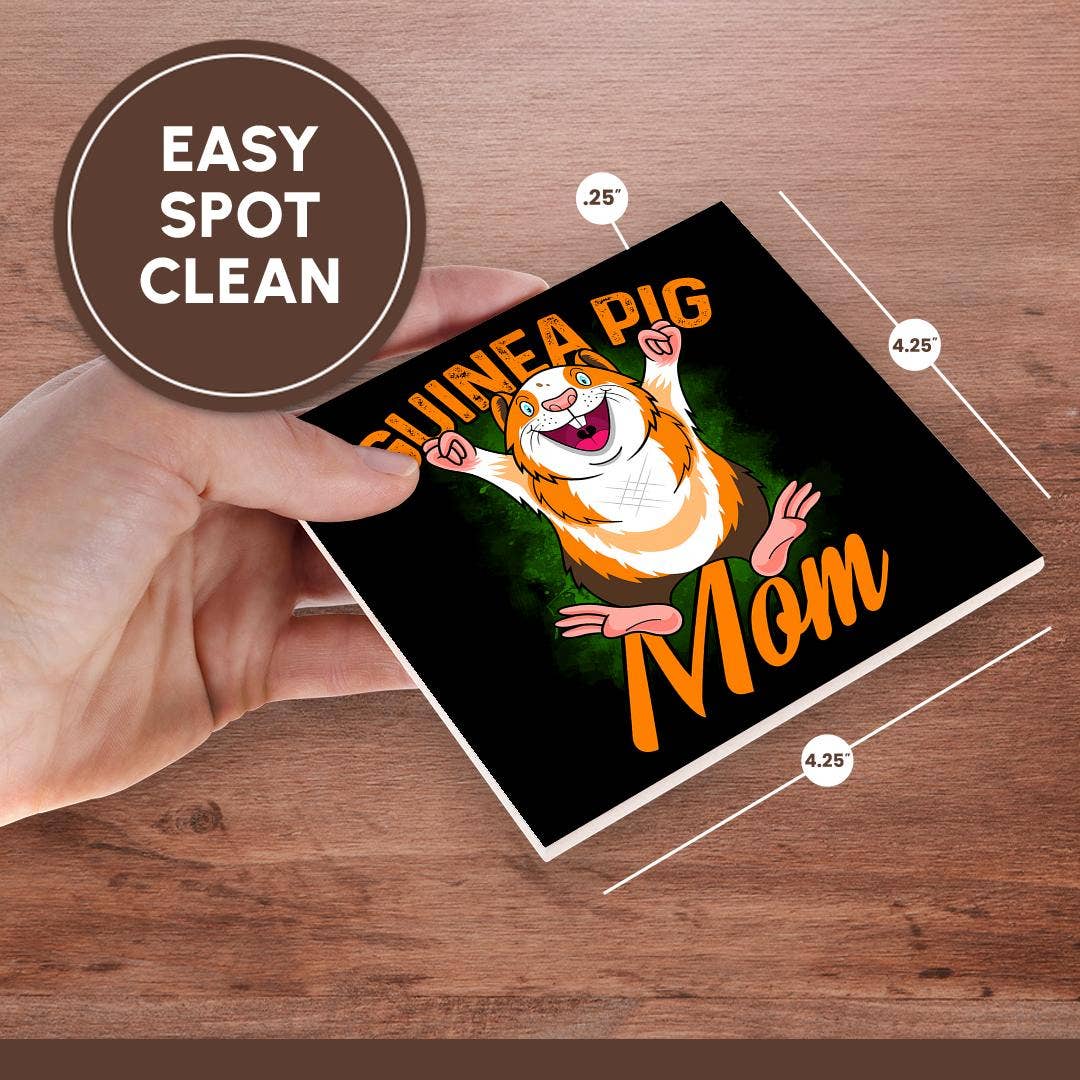 3dRose - Vente Sous-verre - 3dRose, Cochon d'Inde Porcelet Maman avec Fond Vert Maman Mère, Dessous de Verre6