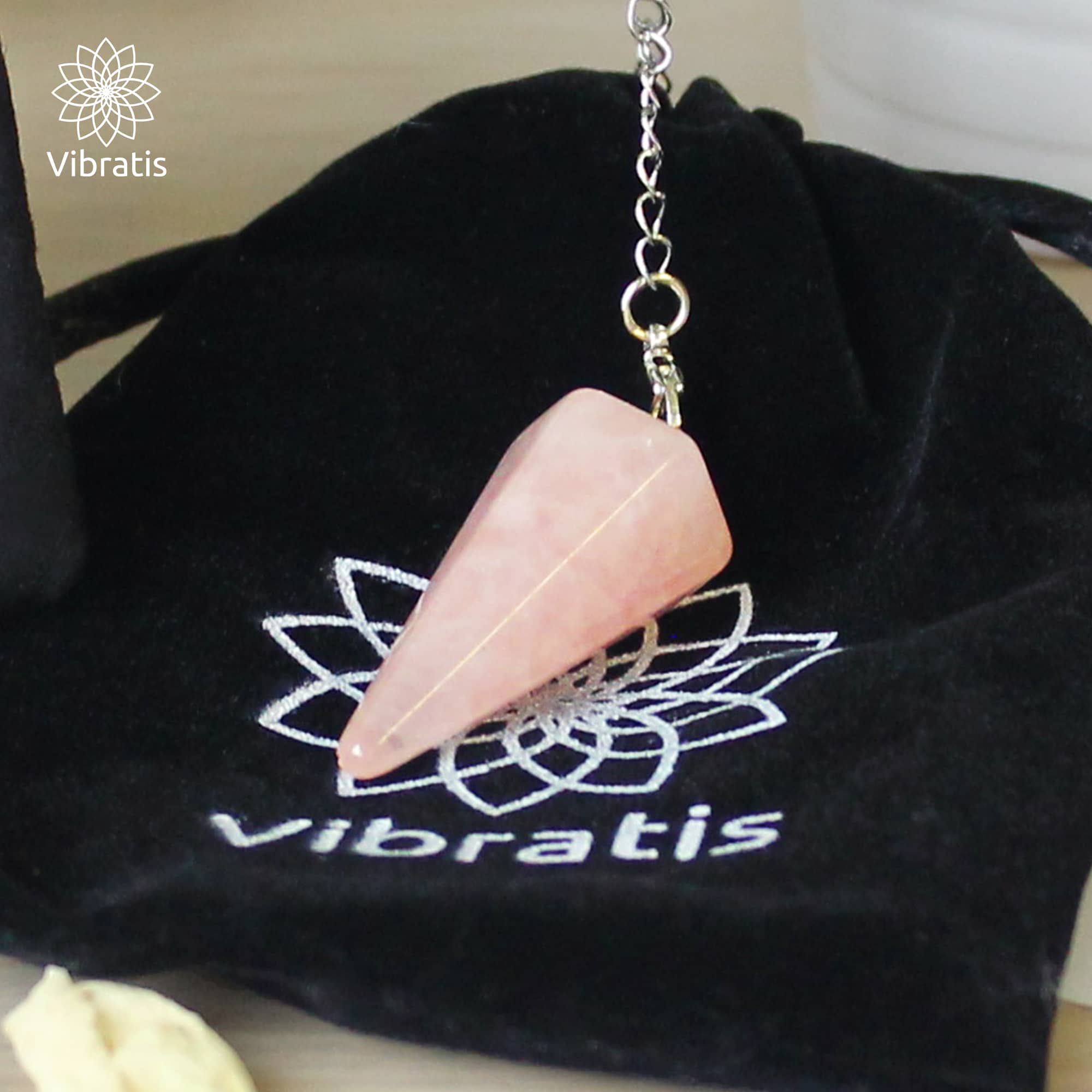 Vibratis - Vente Accessoire de méditation - Pendule divinatoire de radiesthésie - Cône quartz rose1