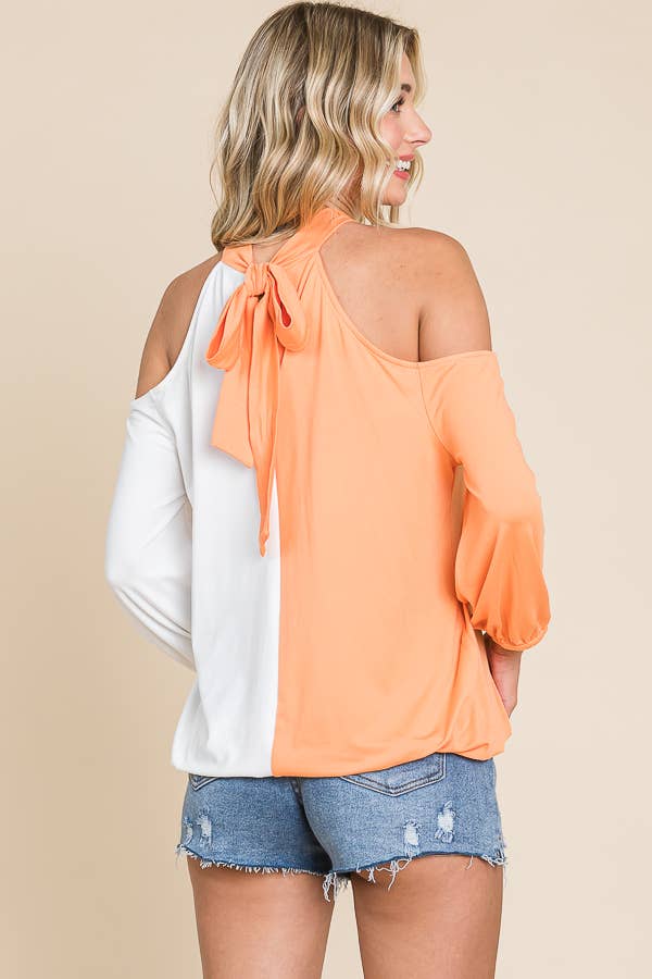 Culture Code - Wholesale Knit Top - Women's - CJT1409Q - TIE NECK COLD SHOULDER TOP19