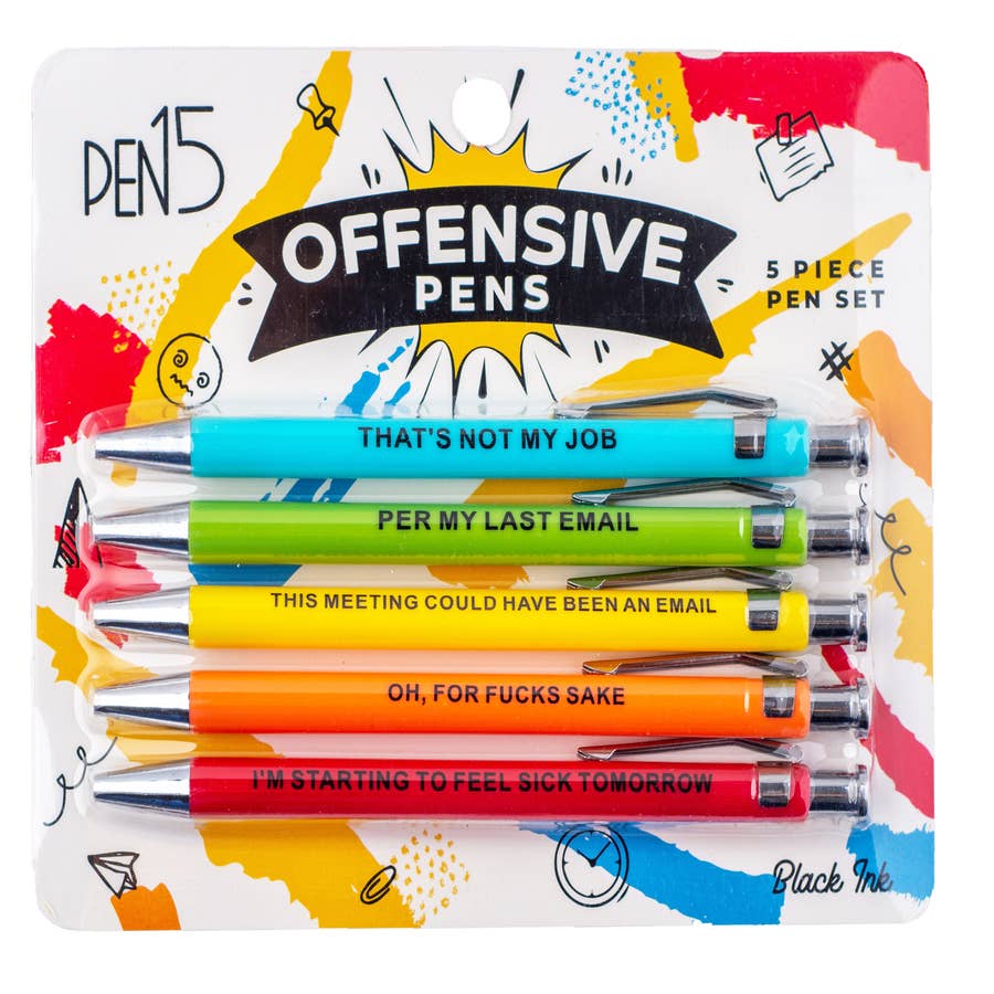 Sweary Fuck Pens Cussing Pen Gift Set 5 Black Fuck You Pens Profanity Gel Pen  Set Funny Pens 