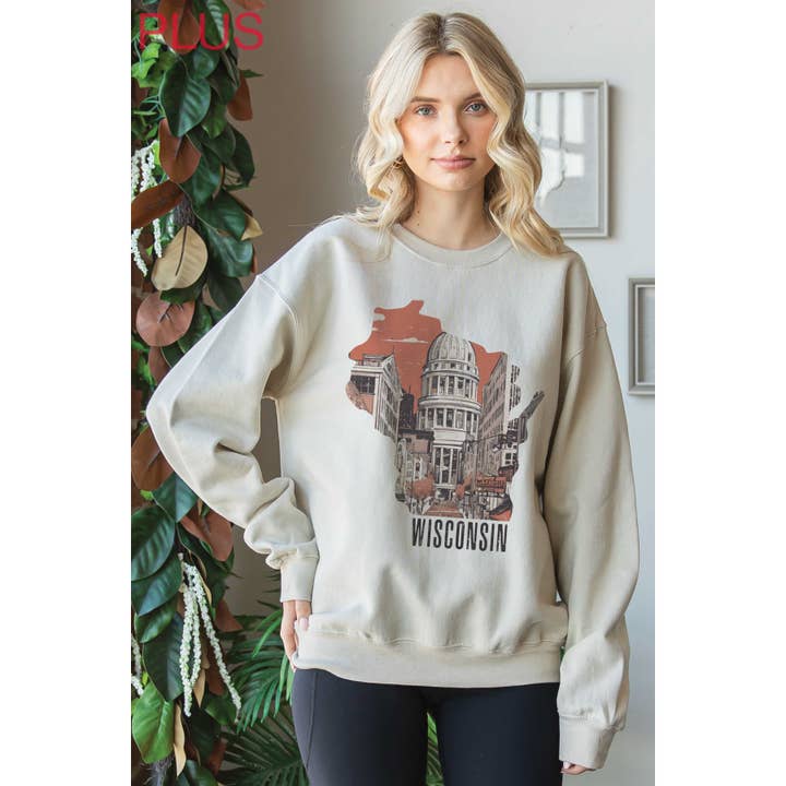 WISCONSIN CITYSCAPE Plus Size Graphic Sweatshirt for wholesale by BLUME & CO.