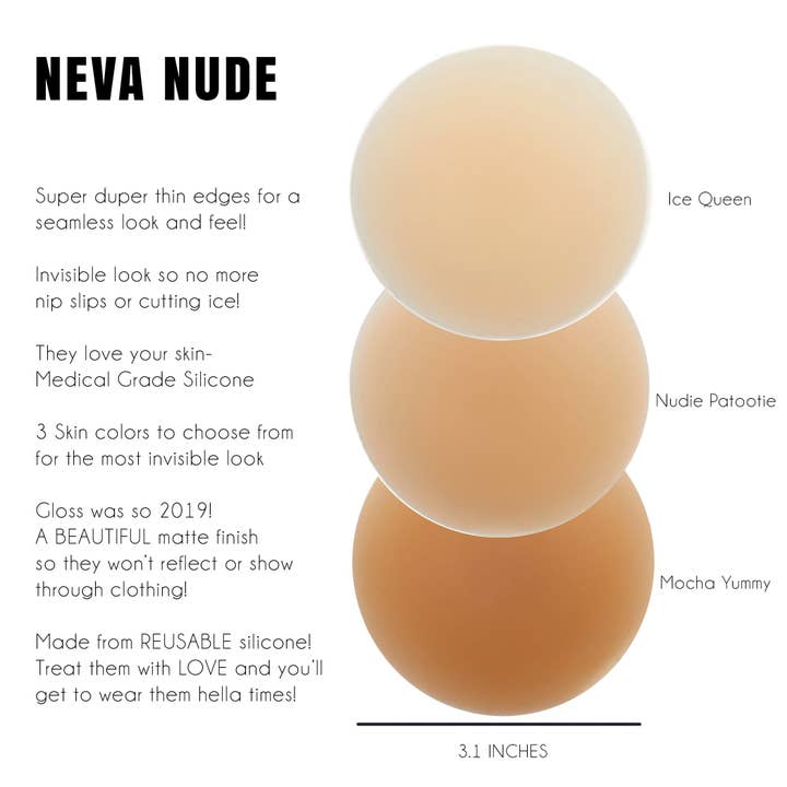 Mocha Yummy Skin INVISIBLE REUSABLE Silicone Nipple Cover Pasties for wholesale by Neva Nude