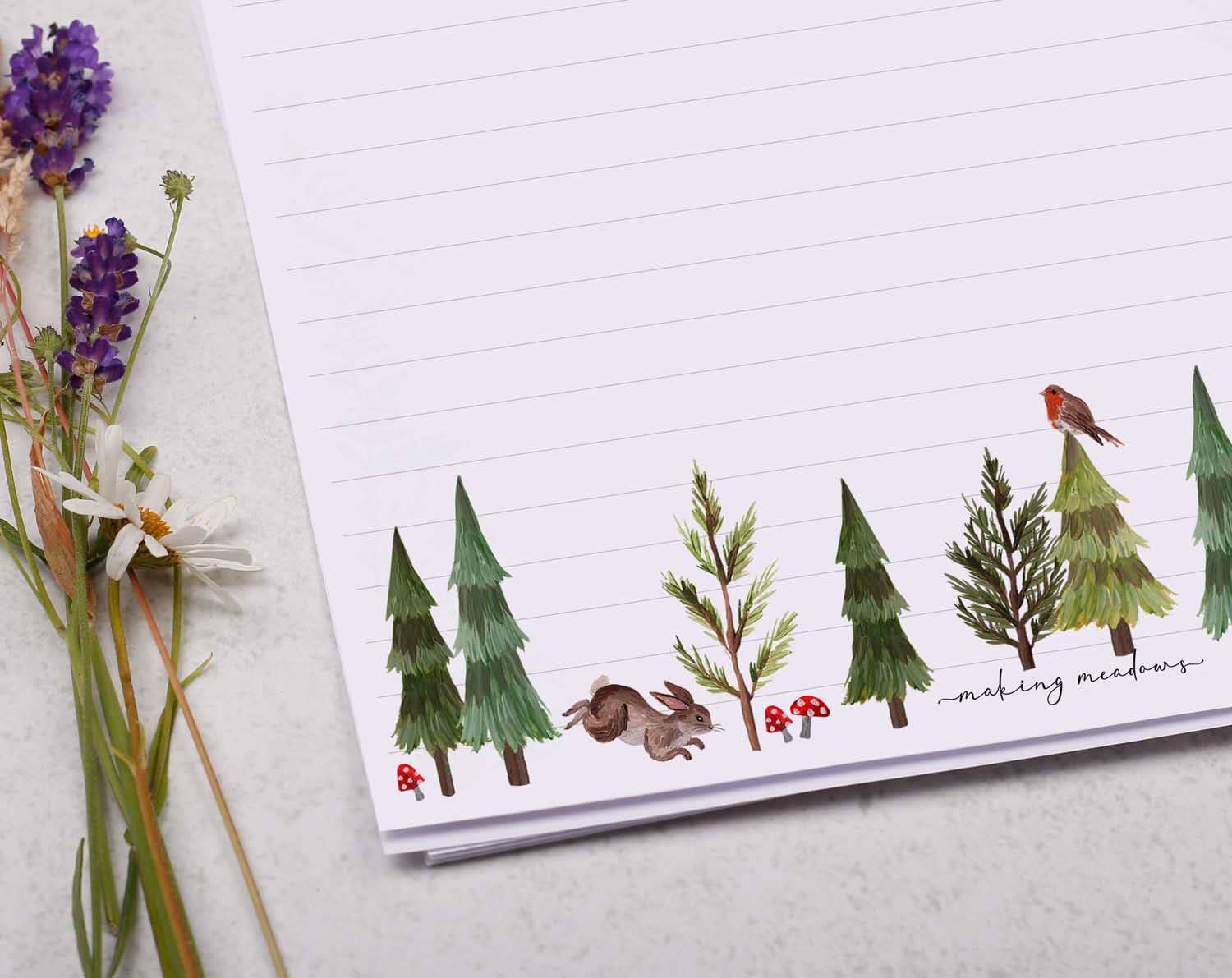 Making Meadows Ltd - Wholesale Letterhead - A4 writing paper with woodland animals | Letter Paper1
