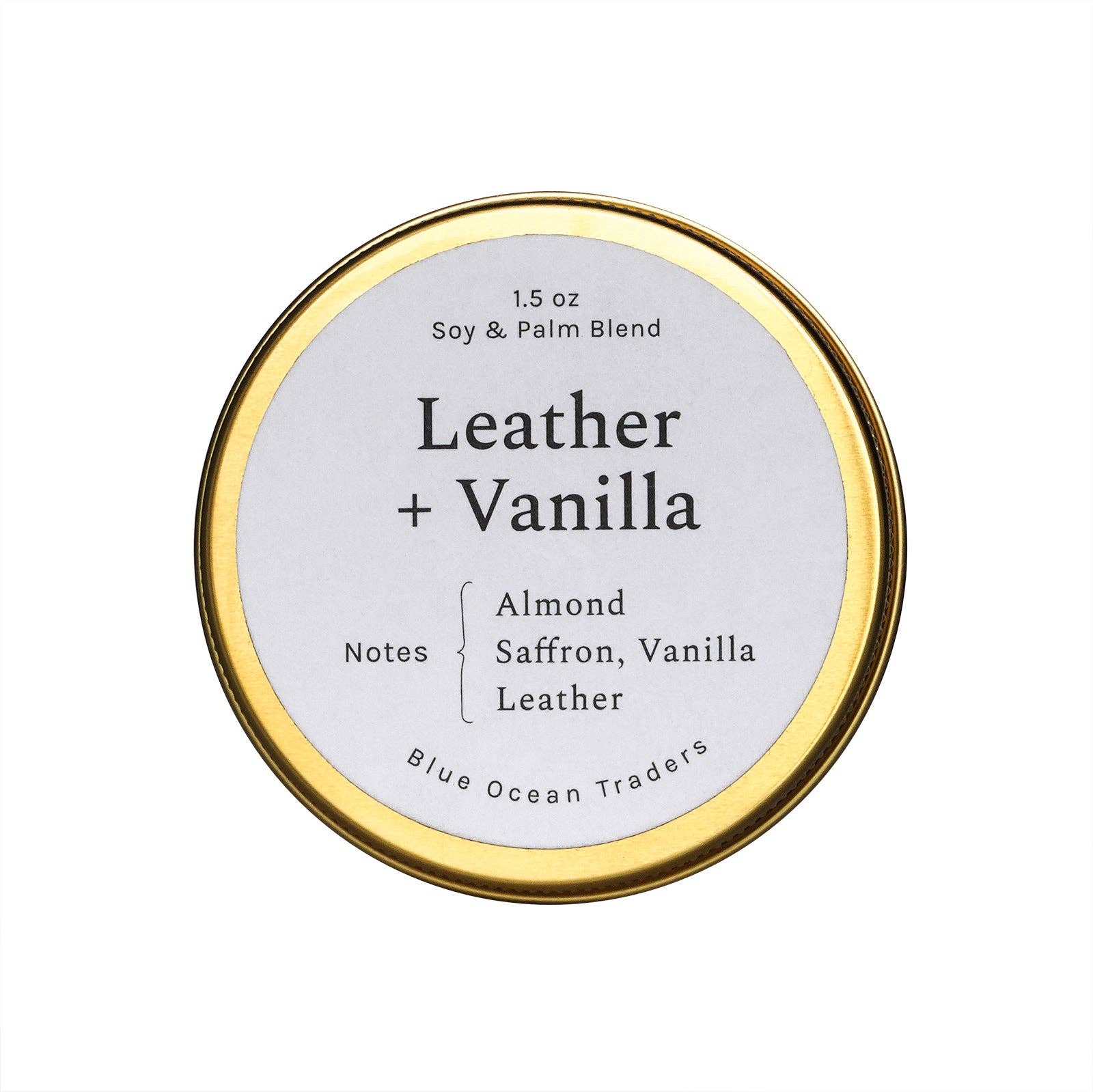 Blue Ocean Traders - Wholesale Travel Candles - Leather + Vanilla Travel Tin0