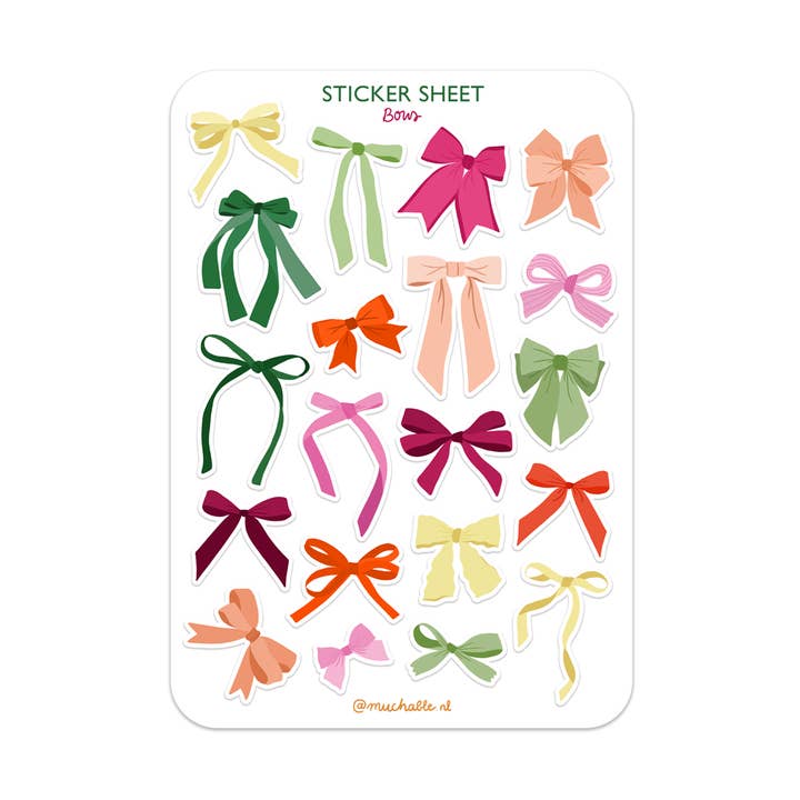 A6 sticker sheet/sticker sheet - cute bows - Christmas/holiday for wholesale by Muchable