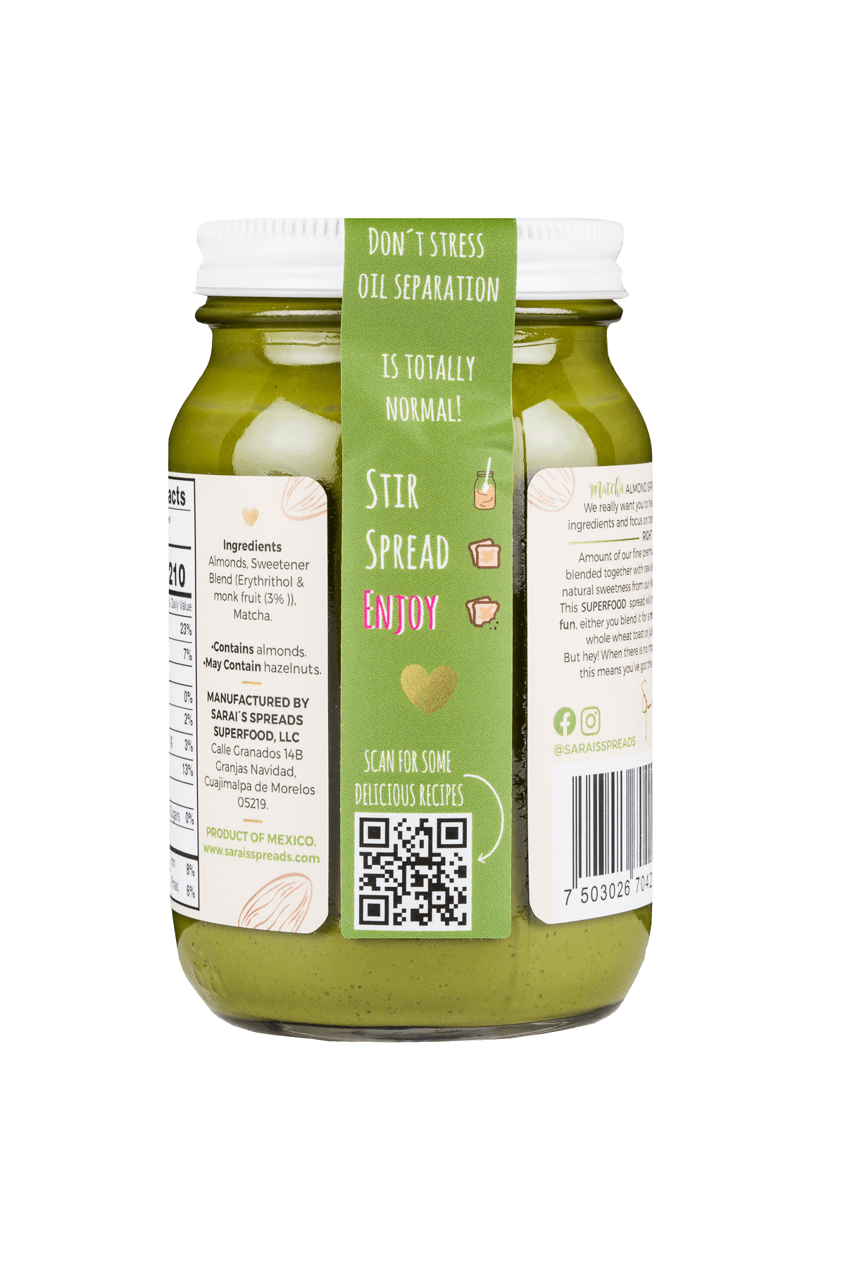 Sarai's Superfood Spreads - Wholesale Nut Butter - Matcha Almond Butter1