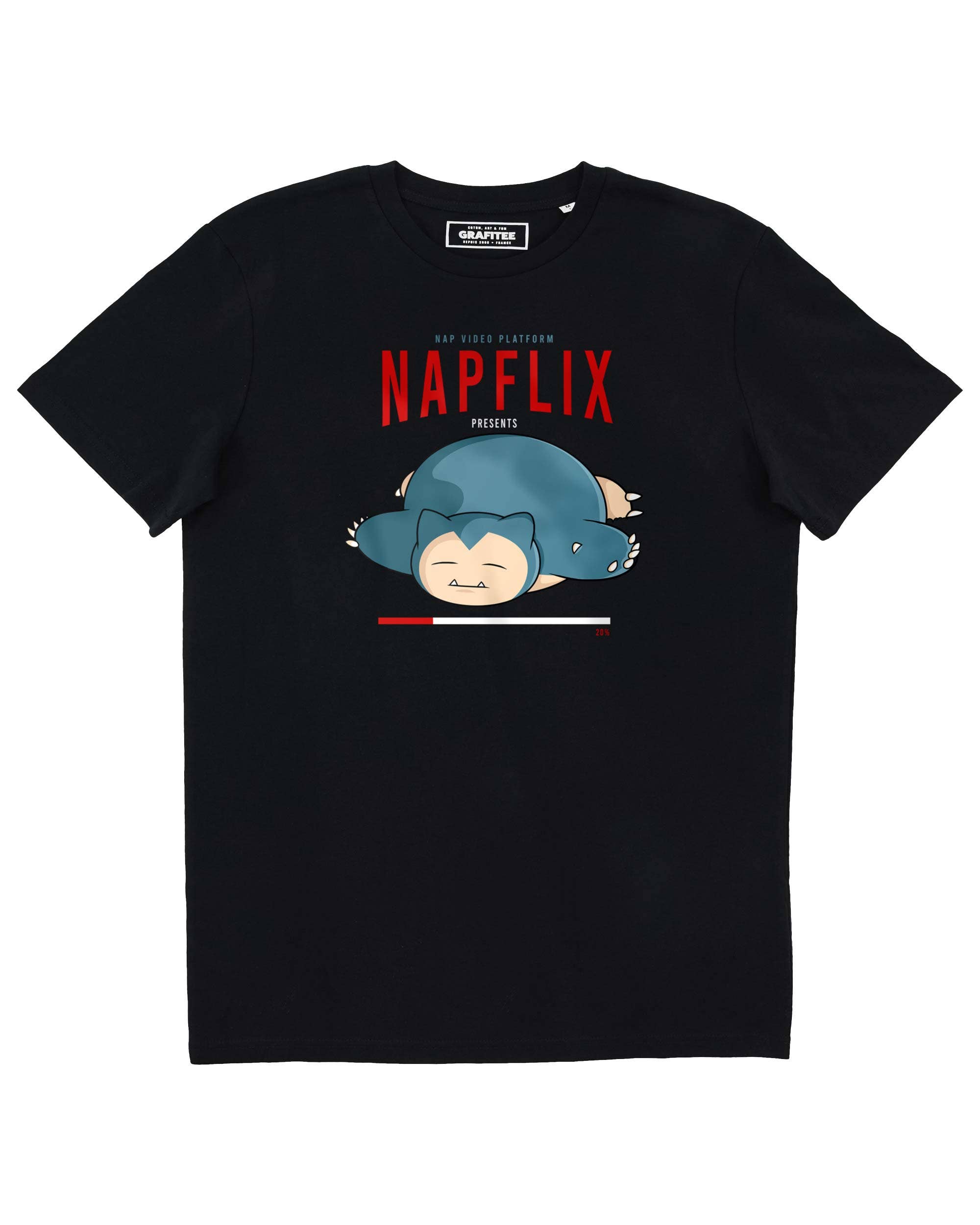 Black Napflix T-shirt - Funny graphic tee for wholesale on Faire