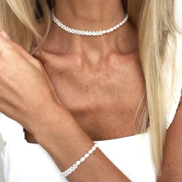 PULSERA DAISY PEARL ✿ BLANCA para venta al por mayor de UNIQ Jewelry