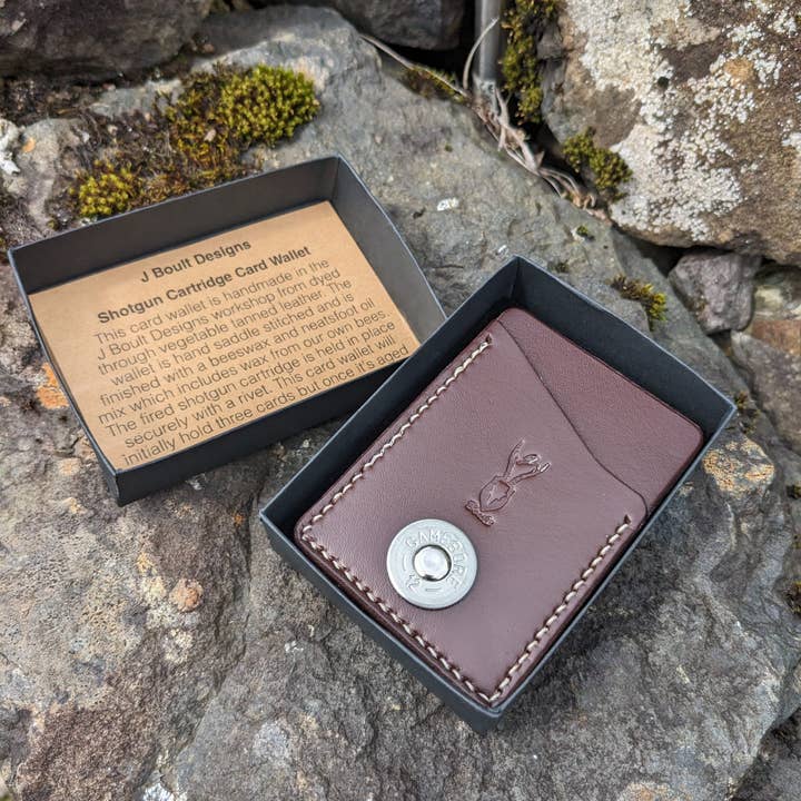 J Boult Designs - Wholesale Wallet - Men's - Upcycled Leather Card Wallet — Shotgun Cartridge, Handmade Country Gift1