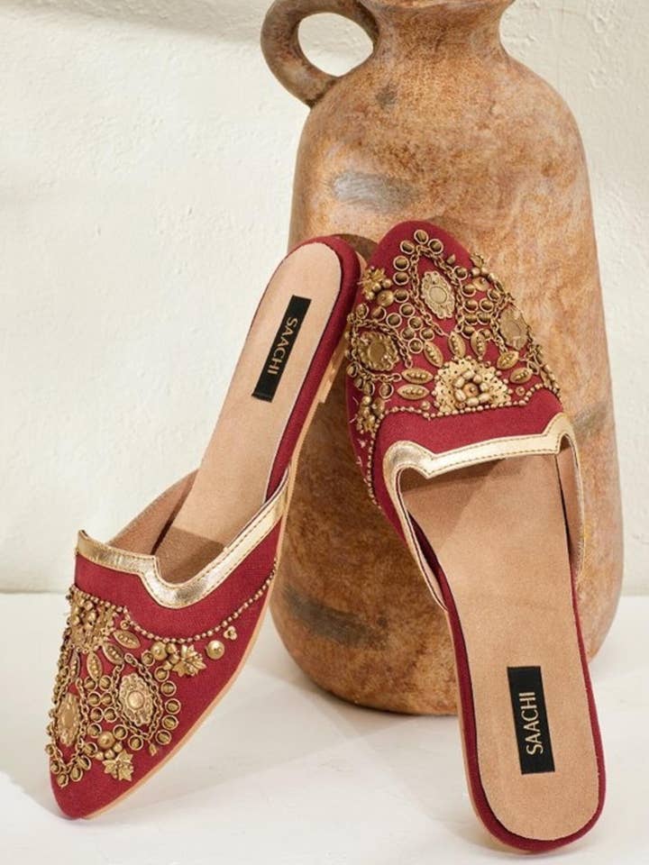Marsala Anti Gold Mules for wholesale by SAACHI