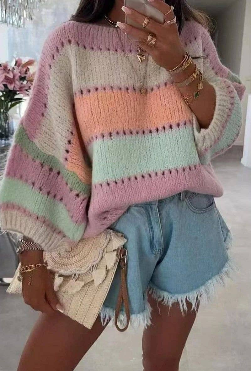 ESTEE BROWN - Wholesale Cardigan - Women's - Large wool sweater - 11091