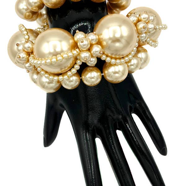 Andrea Bijoux - Wholesale Beaded Bracelet - Chunky Pearl Mix Statement Bracelet3