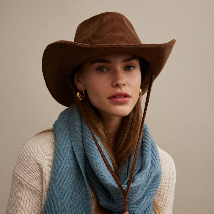 Corduroy Cowboy Hat with Chin Strap for wholesale by Frem