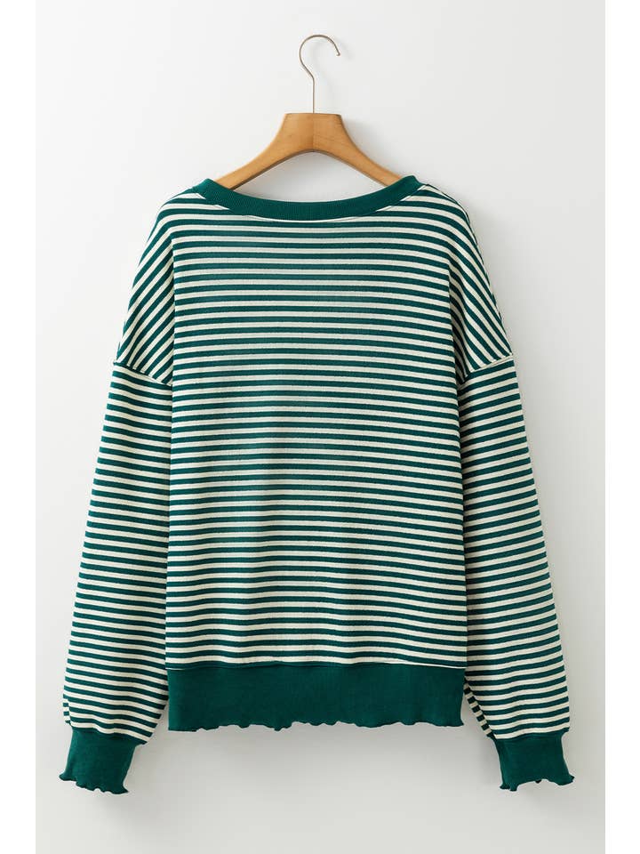 LA Society - Wholesale Knit Top - Women's - Stripe Loose Drop Shoulder Long Sleeve Top15