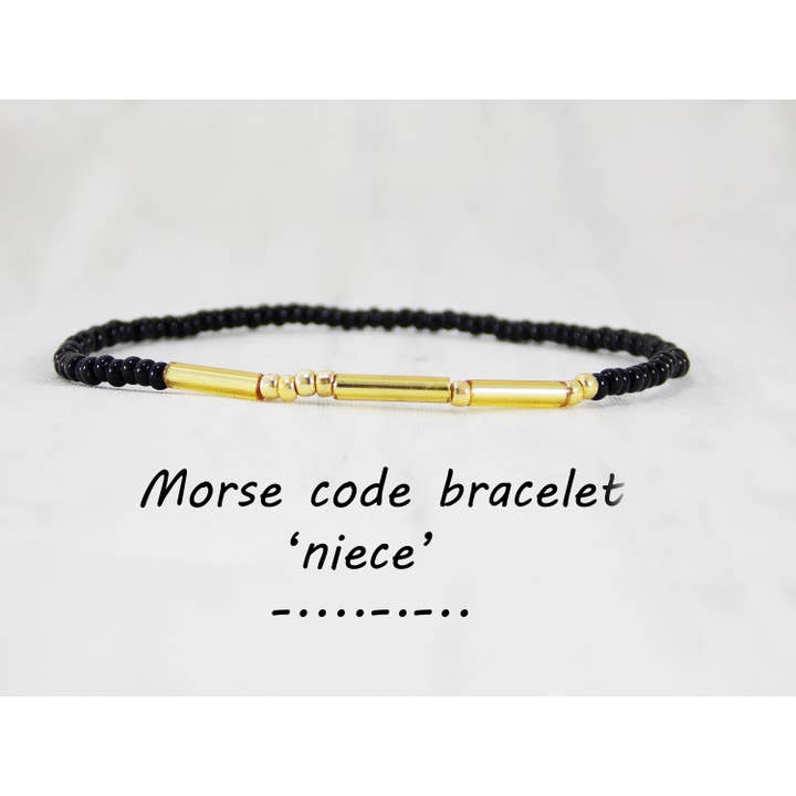 Ninolia - Wholesale Beaded Bracelet - Niece Gift from Aunt Niece Morse Code Bracelet Dainty Jewelry Small Gold Bracelet Elastic Bead Bracelet Distance Bracelets Niece Jewelry