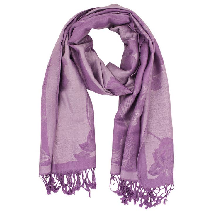 Sensibling Corp. - Wholesale Scarf – Women's - Rose Floral Pashmina Reversible Scarf Shawl38
