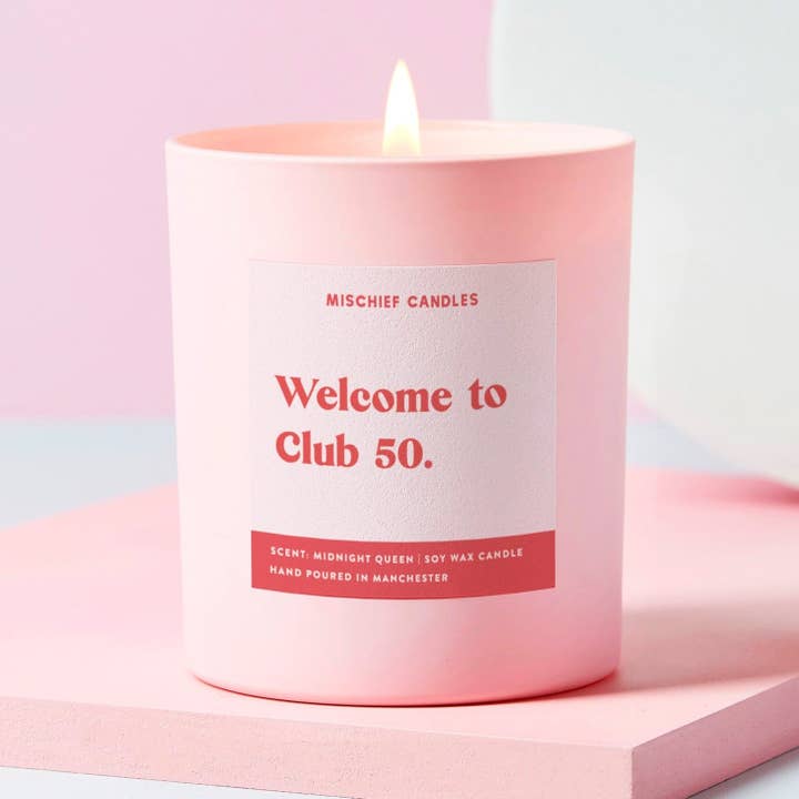 Mischief Candles - Wholesale Jar/Filled Candle - 50th Birthday Gift Funny 50th Birthday Gift Candle Club 50