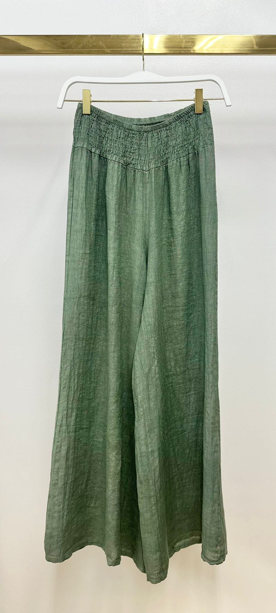 MILIO MILANO – Großhandel Hose – Damen – SOLIDE LEINENHOSE MIT GESMOKTEM BUND (255004-LINENPANTS)5