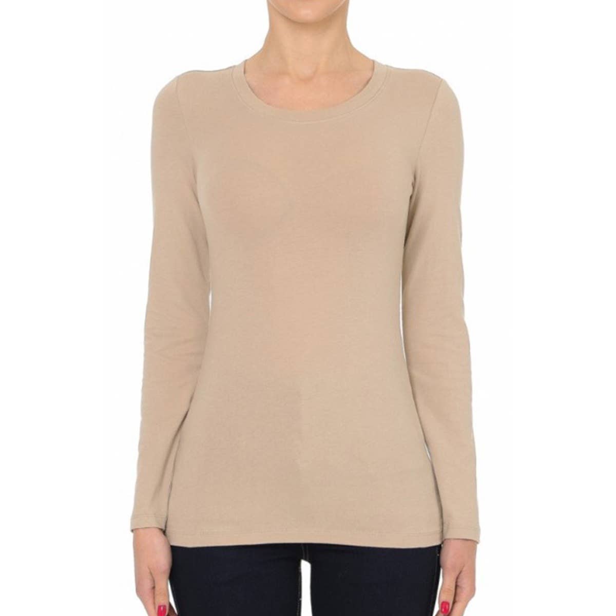 UP CLOTHING – wholesale T-shirt – women's – Round Neck Long Sleeve Basic Top9