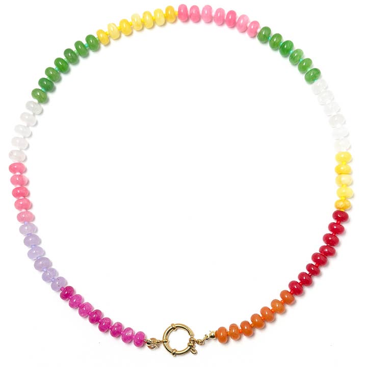 Gemstone Candy Round Sailor Clasp Charm Necklace for wholesale by Savvy Bling