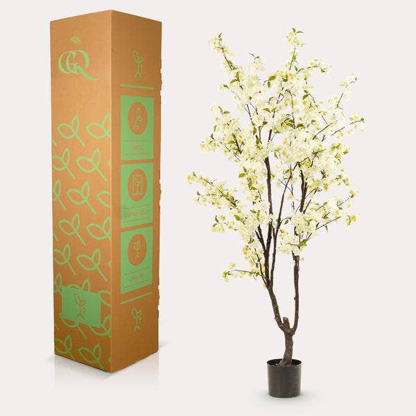 Oasis of Life - Wholesale Artificial Plant - Artificial Cherry Blossom Prunus – White – approx. 210cm high – Realistic Decorative Artificial Plant – Maintenance-Free – For Living Room, Office & Entrance Area3