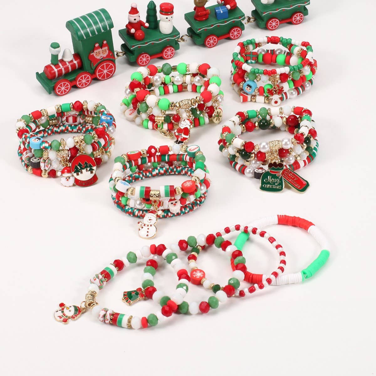 NINEXIS - Wholesale Beaded Bracelet - CWMM10448_CHRISTMAS CHARM BEADED BRACELET SNOWMAN TREE GIFT19