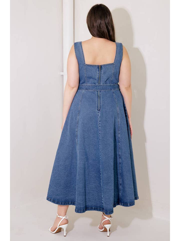 A washed denim midi dress - FD1227-P for wholesale on Faire