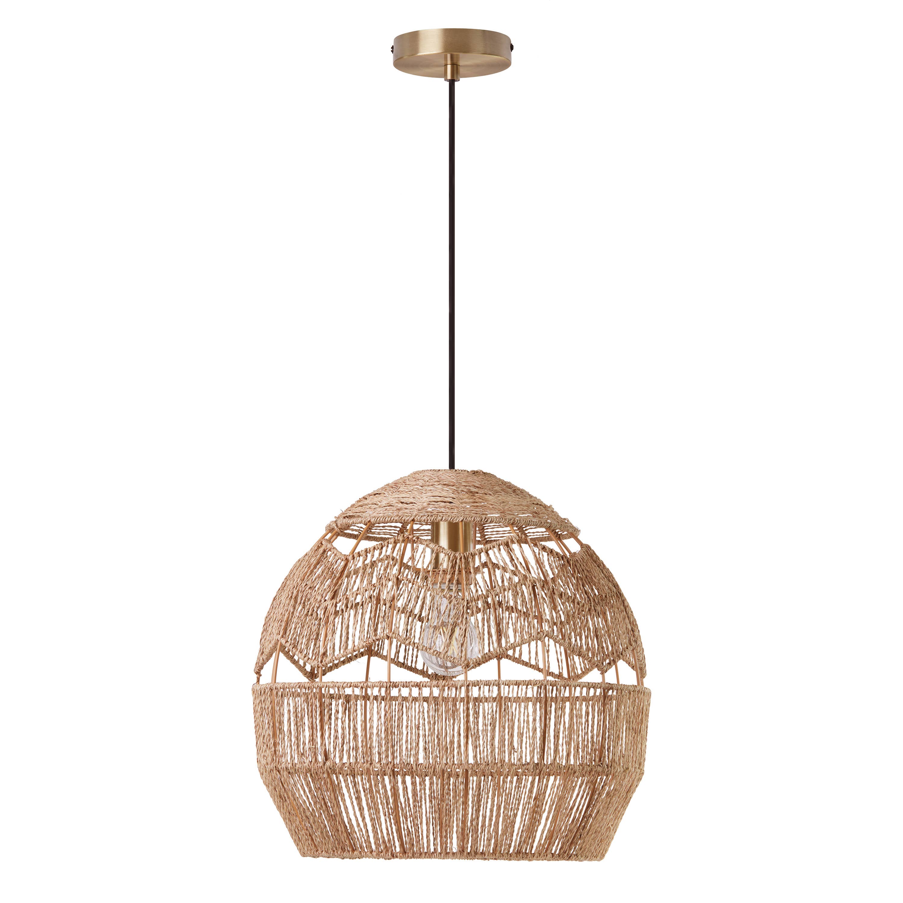 River of Goods - Wholesale Chandelier/Hanging Light - 15.5"H Xiomara Brown Hemp Cage Hanging Pendant Light9