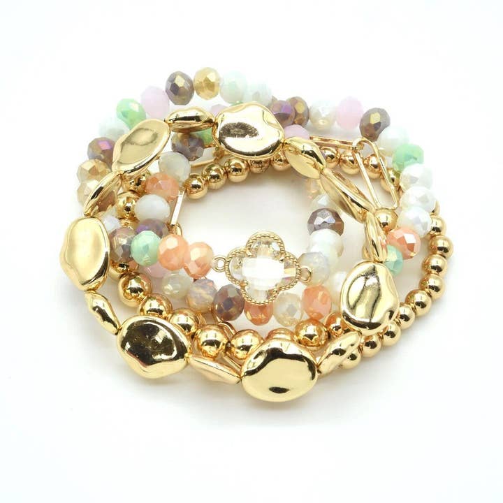 MiMi Wholesale - Wholesale Jewelry Set - Beaded Clover Accent Jewelry Set Bracelet19