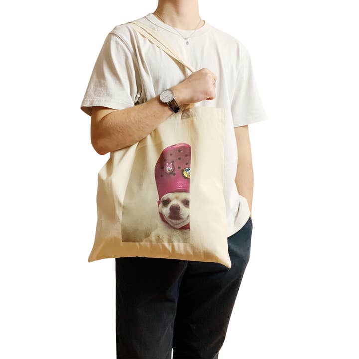 ZZZEBRAAA LIMITED - Wholesale Draagtas - Uniseks - Dog Meme draagtas Smiling Dog grappige tas met krokodil op het hoofd1