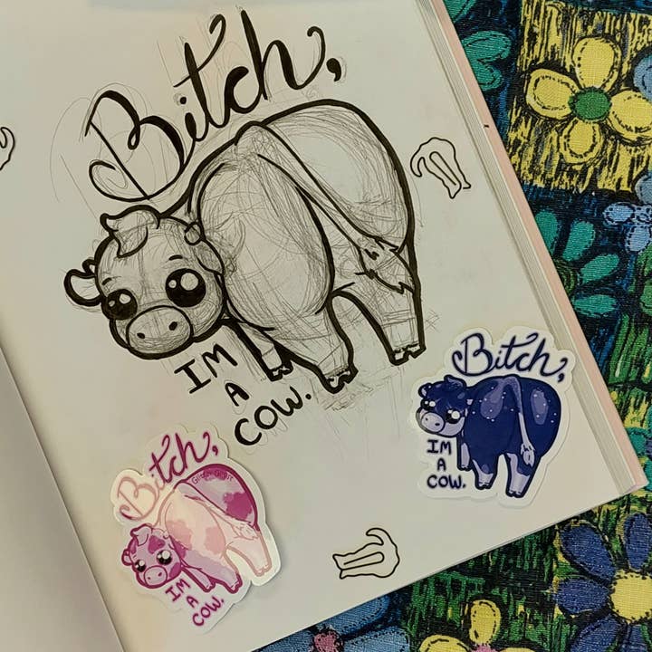Glitter Ghost Clothing and Accessories – wholesale Sticker – Bitch I'm a Cow - 3 inch Sticker1
