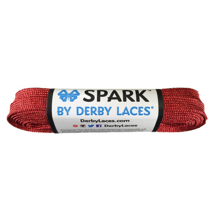 Red 84 Inch (213 Cm) Spark By Derby Laces Metallic Roller Derby Skate Lace for wholesale by Derby Laces