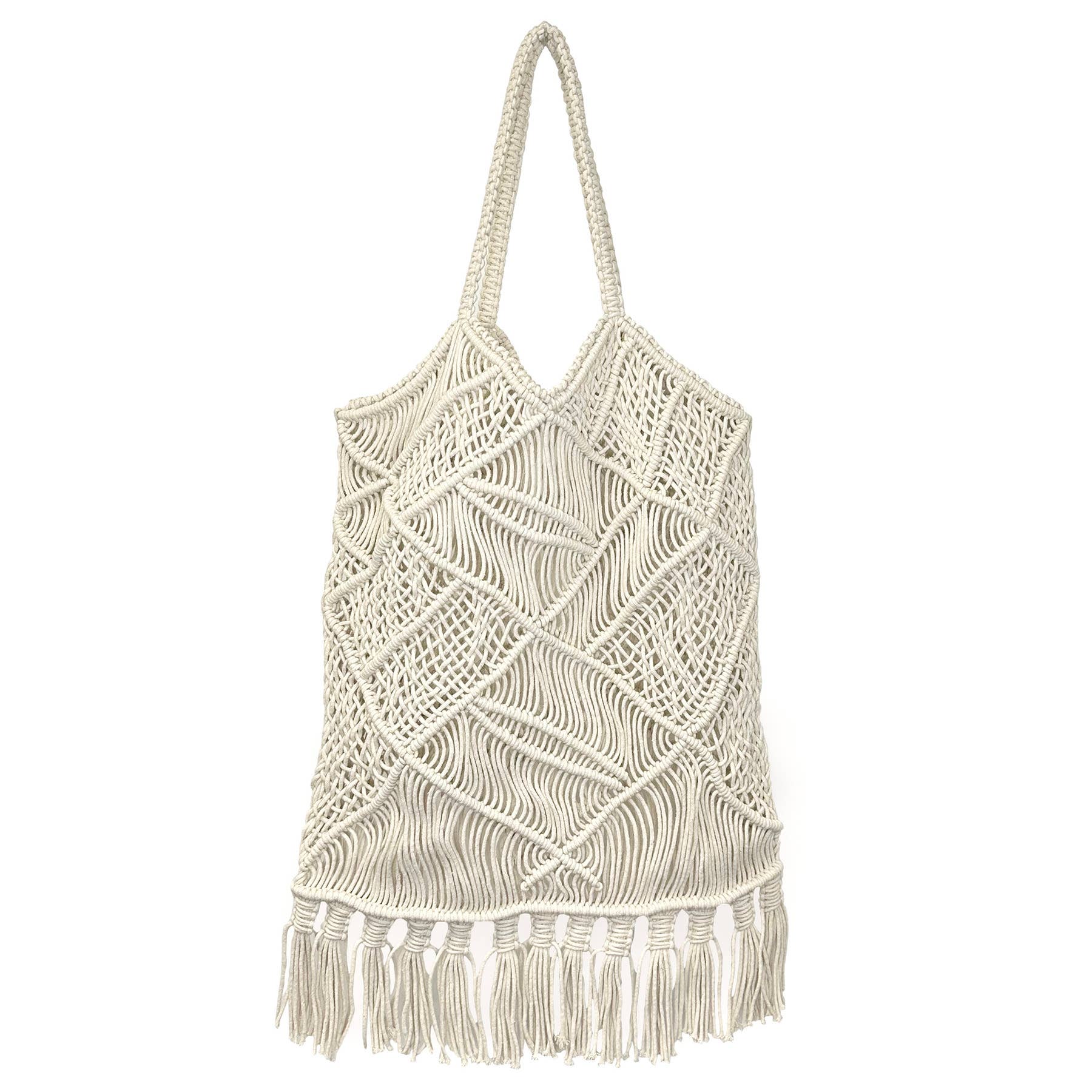 Anju Jewelry – Sacola - Mulher por atacado – Bolsas grandes com franjas em macramê de algodão trançado Adira4