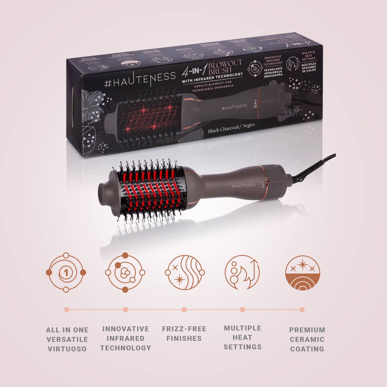 Glister - Wholesale Hair Brush/Comb - Hauteness 4inOne Blowout Brush with Infrared Technology2